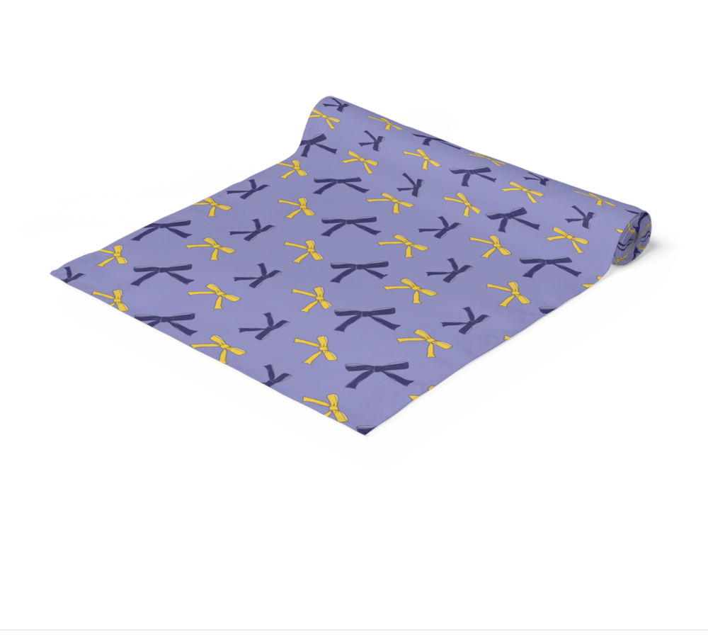 Coquette Bow Purple and Gold Paper Table Runner